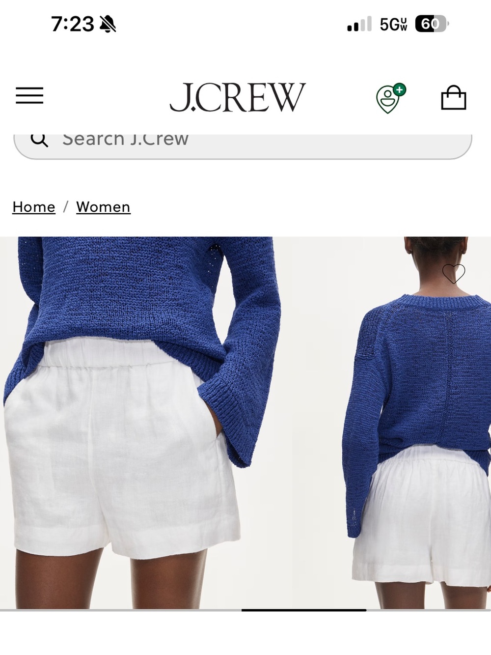 J.Crew Tropez White 100% Linen Pull On Shorts Paperbag Waist XXS